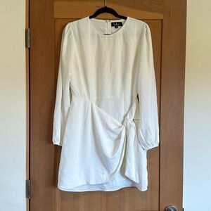 Lulu’s Believe It or Knot White Long Sleeve Tie-Front Skater Dress